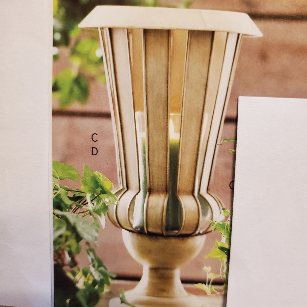 Celebrating Home Interiors Charleston Candle Urn Holder Lrg Metal painted rustic - Picture 2 of 8